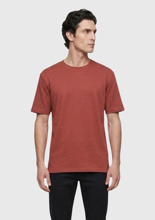 Kiremit Düz Pamuk Karışımlı T-Shirt