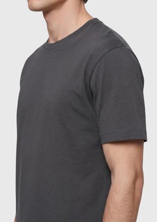 Antrasit Düz Pamuk Karışımlı T-Shirt