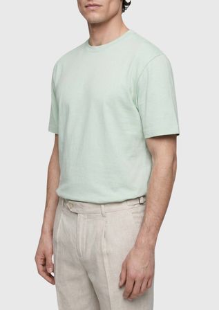 Mint Düz Pamuk Karışımlı T-Shirt