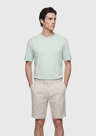 Mint Düz Pamuk Karışımlı T-Shirt