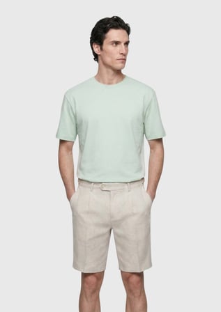 Mint Düz Pamuk Karışımlı T-Shirt
