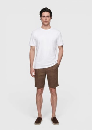 Beyaz Düz Pamuk Karışımlı T-Shirt