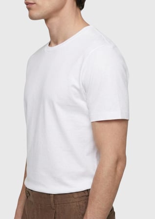 Beyaz Düz Pamuk Karışımlı T-Shirt