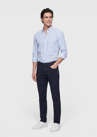 Lacivert Düz Dokuma Slim Fit Casual Pamuk Karışımlı Pantolon