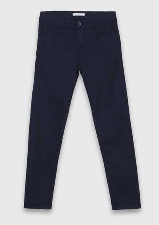 Lacivert Düz Dokuma Slim Fit Casual Pamuk Karışımlı Pantolon