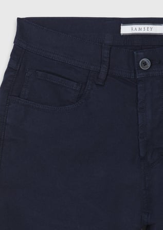 Lacivert Düz Dokuma Slim Fit Casual Pamuk Karışımlı Pantolon