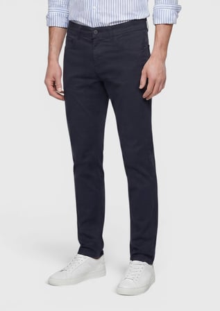 Lacivert Düz Dokuma Slim Fit Casual Pamuk Karışımlı Pantolon