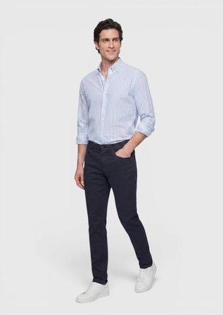 Lacivert Düz Dokuma Slim Fit Casual Pamuk Karışımlı Pantolon