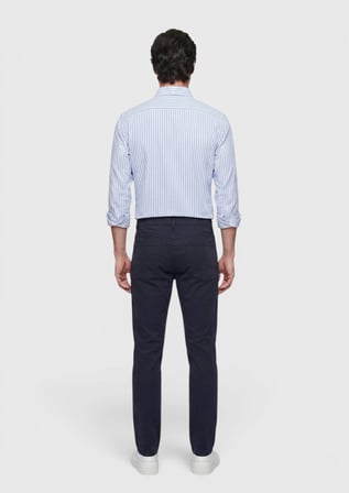 Lacivert Düz Dokuma Slim Fit Casual Pamuk Karışımlı Pantolon