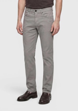 Gri Düz Dokuma Slim Fit Casual Pamuk Karışımlı Pantolon