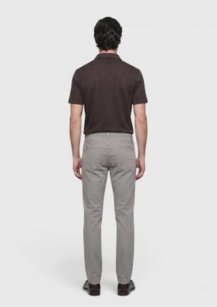 Gri Düz Dokuma Slim Fit Casual Pamuk Karışımlı Pantolon