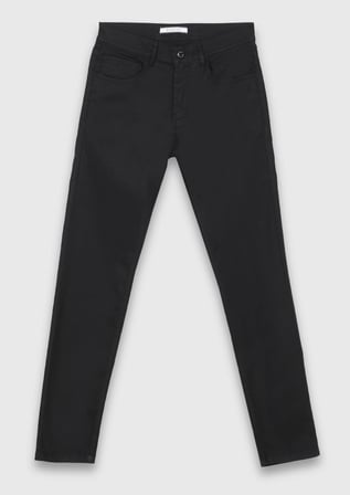 Siyah Düz Dokuma Slim Fit Casual Pamuk Karışımlı Pantolon