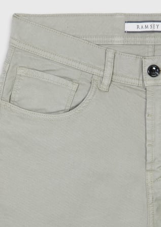 Haki Düz Dokuma Slim Fit Casual Pamuk Karışımlı Pantolon