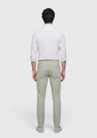 Haki Düz Dokuma Slim Fit Casual Pamuk Karışımlı Pantolon