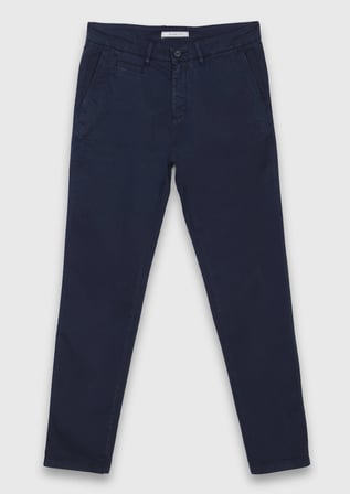 Lacivert Düz Dokuma Regular Fit Casual Pamuk Karışımlı Pantolon