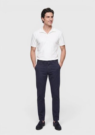 Lacivert Düz Dokuma Regular Fit Casual Pamuk Karışımlı Pantolon