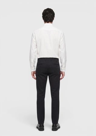 Siyah Düz Dokuma Regular Fit Casual Pamuk Karışımlı Pantolon