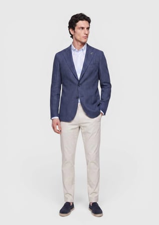 Lacivert Shirt Shoulder Slim Fit %100 Keten Ceket