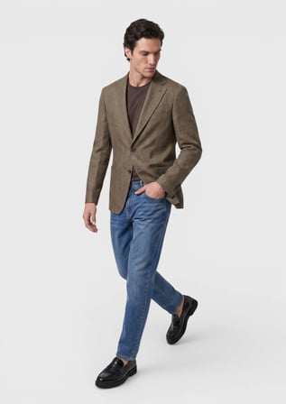 Haki Shirt Shoulder Slim Fit %100 Keten Ceket