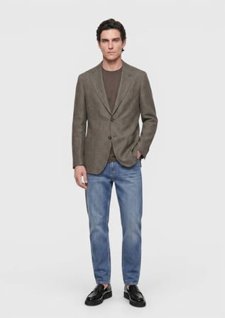 Haki Shirt Shoulder Slim Fit %100 Keten Ceket