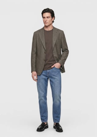 Haki Shirt Shoulder Slim Fit %100 Keten Ceket