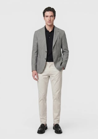 Gri Shirt Shoulder Slim Fit %100 Keten Ceket