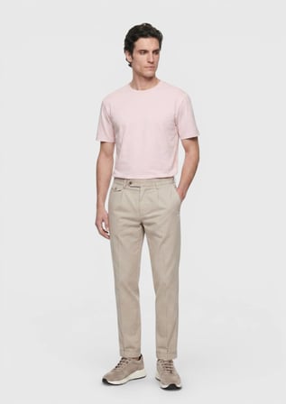 Açık Pembe Düz %100 Pamuk T-Shirt
