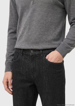 Siyah Slim Fit Denim Pamuk Karışımlı Pantolon