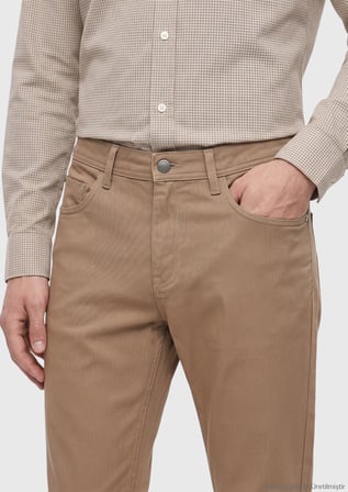 Vizon Dokuma Regular Fit Casual Pamuk Karışımlı Pantolon