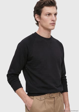 Siyah Düz Sweatshırt