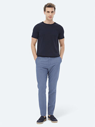 Lacivert Bisiklet Yaka Düz Örgü Triko