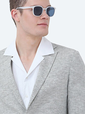 Açık Haki Mikro Modern Fit Keten Karışımlı Ceket