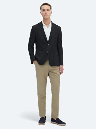 Siyah Çizgili Modern Fit Ceket