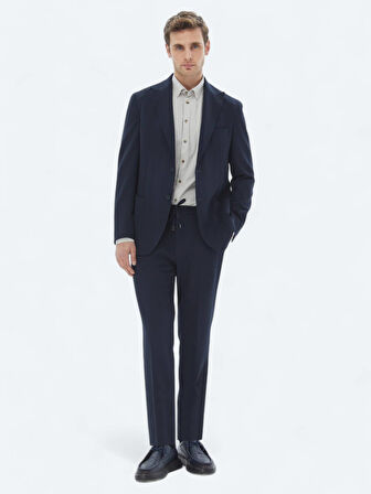 Lacivert Desenli Modern Fit Takım Elbise