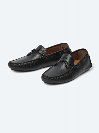 Siyah Deri Smart Casual Loafer