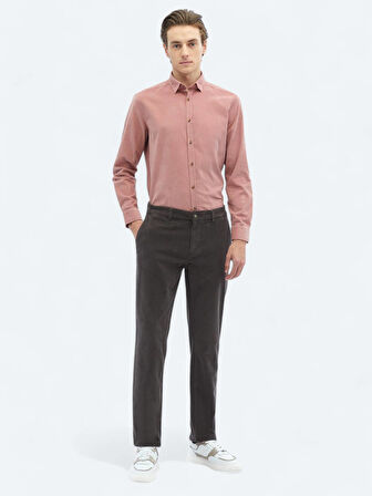 Gri Dokuma Regular Fit Kadife Casual Pamuk Karışımlı Pantolon