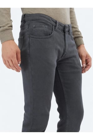 Antrasit Dokuma Slim Fit Casual Pamuk Karışımlı Pantolon