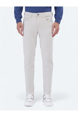 Gri Dokuma Slim Fit Casual Pamuk Karışımlı Pantolon