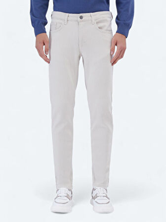 Gri Dokuma Slim Fit Casual Pamuk Karışımlı Pantolon