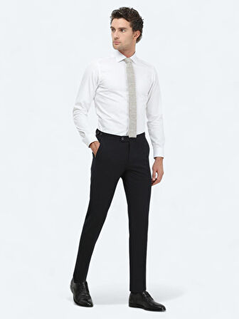 Beyaz Düz Slim Fit Dokuma Klasik %100 Pamuk Gömlek