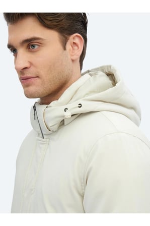 Taş Comfort Fit Kapüşonlu Casual Dokuma Kaban