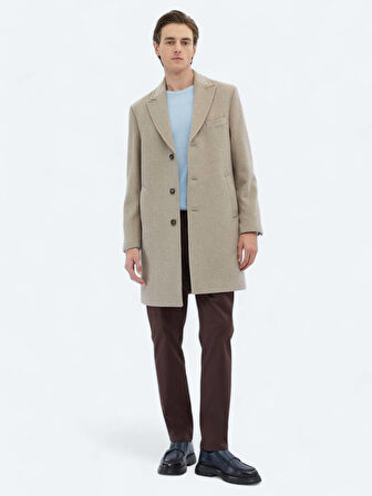 Vizon Regular Fit Kruvaze Yaka Klasik Dokuma Palto