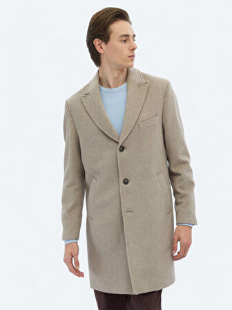 Vizon Regular Fit Kruvaze Yaka Klasik Dokuma Palto