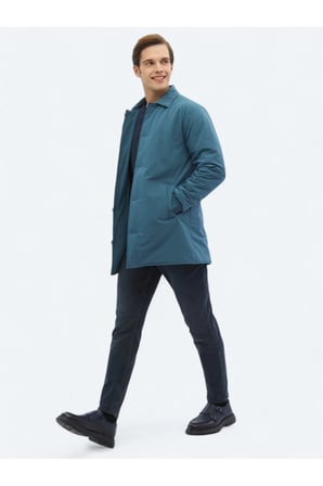 Mint Regular Fit Bebe Yaka Casual Dokuma Pardesü
