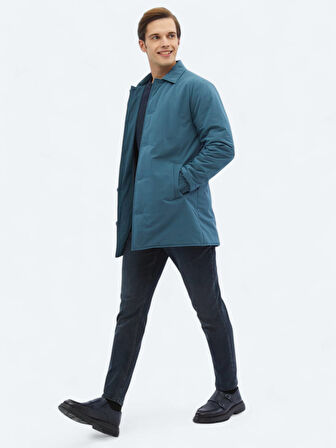 Mint Regular Fit Bebe Yaka Casual Dokuma Pardesü