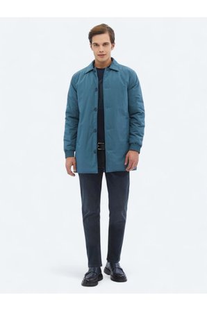 Mint Regular Fit Bebe Yaka Casual Dokuma Pardesü