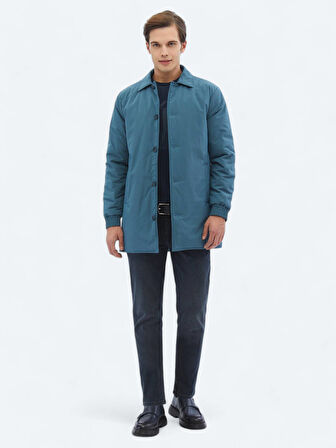 Mint Regular Fit Bebe Yaka Casual Dokuma Pardesü