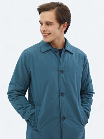 Mint Regular Fit Bebe Yaka Casual Dokuma Pardesü