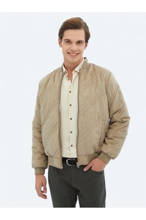 Bej Regular Fit Dik Yaka Casual Dokuma Mont