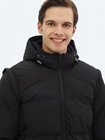 Siyah Regular Fit Casual Dokuma Mont